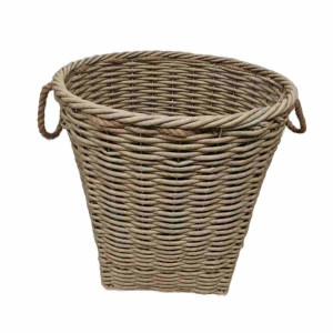 Kulatý koš na prádlo z umělého ratanu – šedobéžový 45 cm