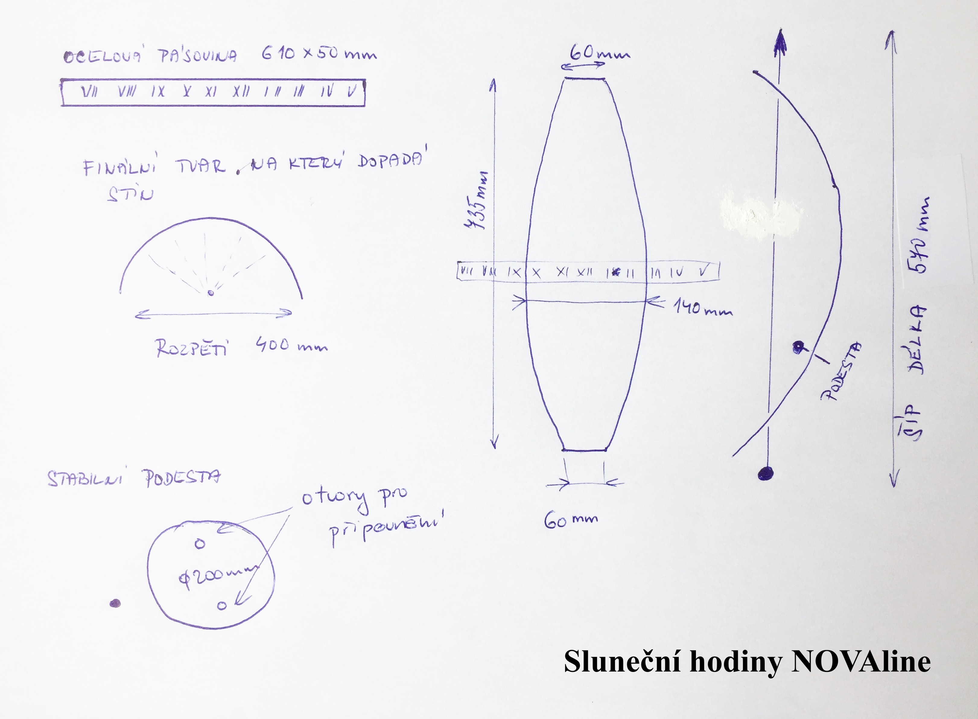 sluneční hodiny technický list