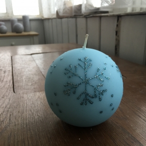 Adventní svíce sněhová vločka koule modrá 10cm