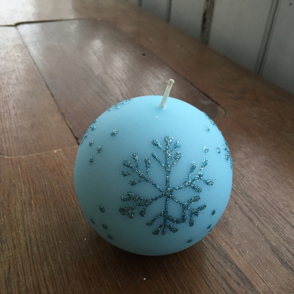 Adventní svíce sněhová vločka koule modrá 10cm