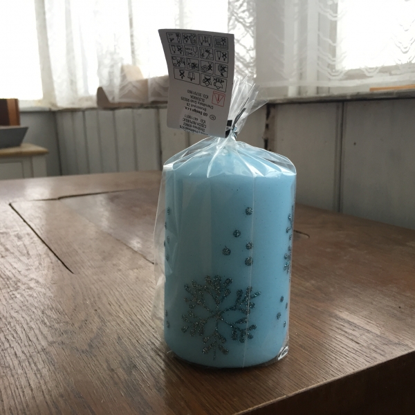 Adventní svíce sněhová vločka válec modrý 7x10cm