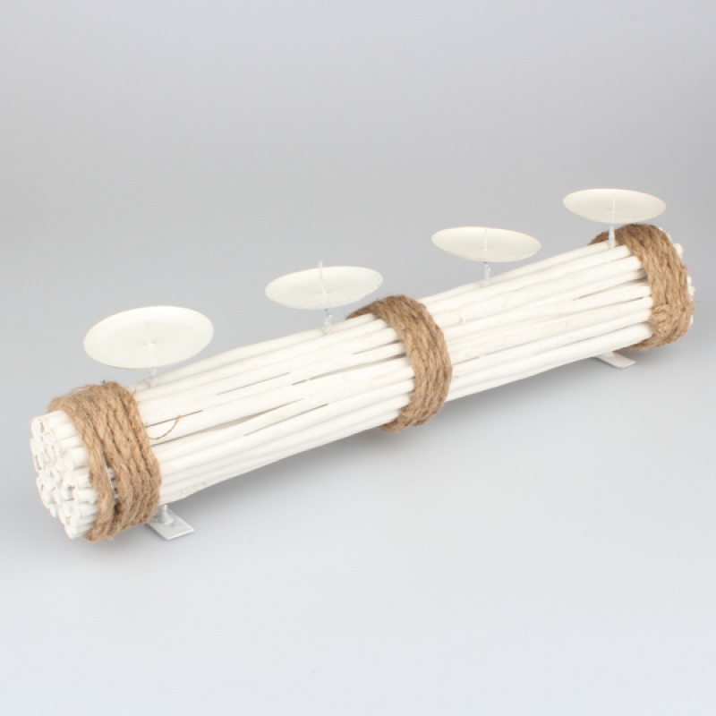 Adventní svícen ratanový bílý 55cm