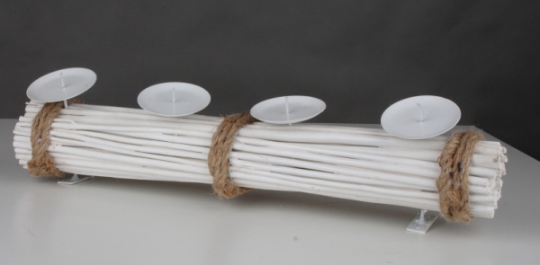 Adventní svícen ratanový bílý 55cm