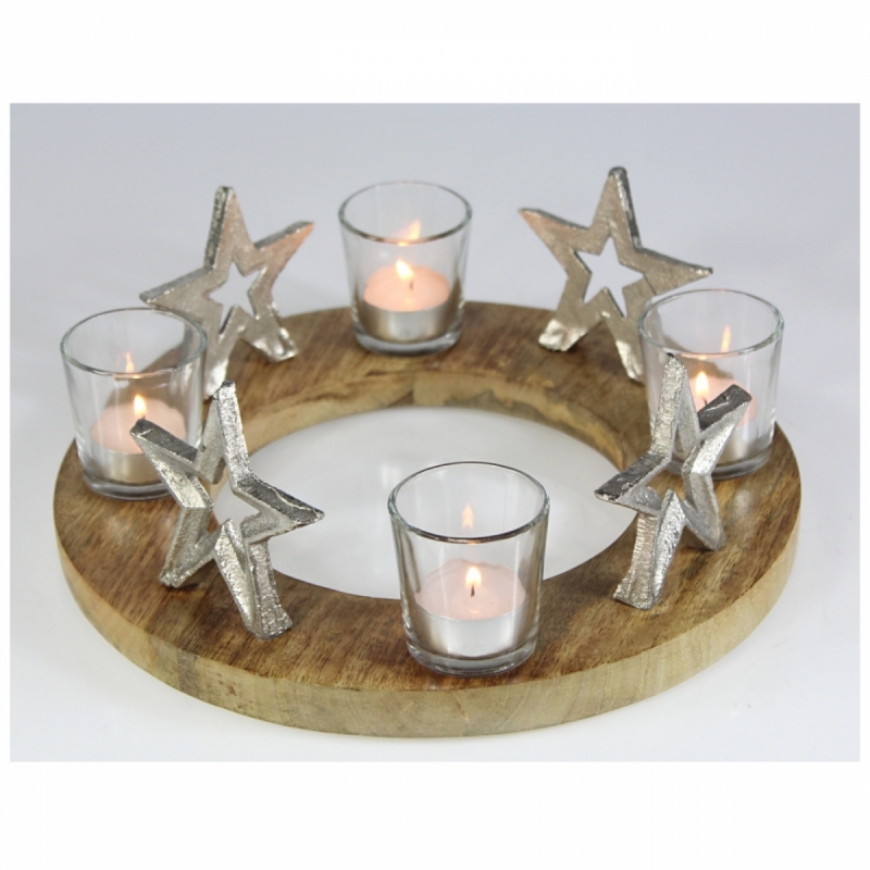 Adventní svícen ze dřeva 30x12cm - vyřazeno