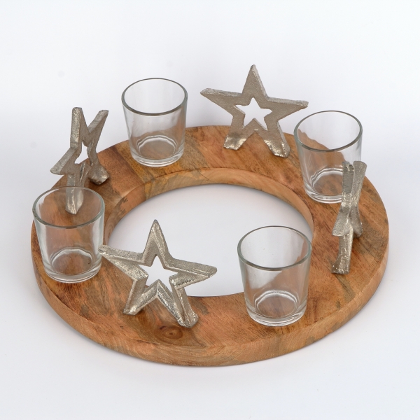 Adventní svícen ze dřeva 30x12cm - vyřazeno