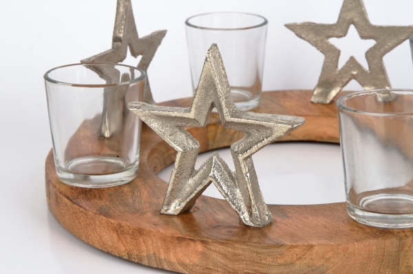 Adventní svícen ze dřeva 30x12cm - vyřazeno