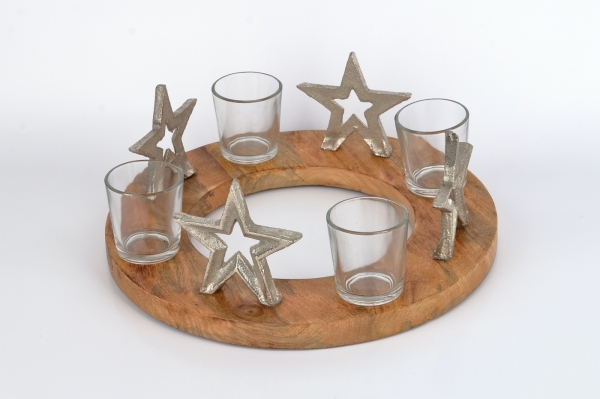 Adventní svícen ze dřeva 30x12cm - vyřazeno