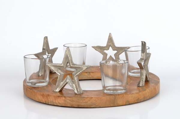 Adventní svícen ze dřeva 30x12cm - vyřazeno