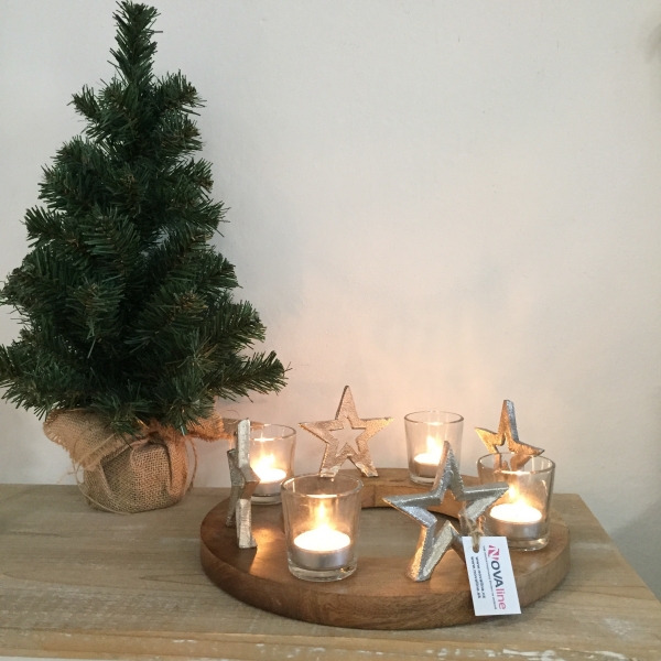 Adventní svícen ze dřeva 30x12cm - vyřazeno