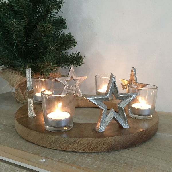 Adventní svícen ze dřeva 30x12cm - vyřazeno