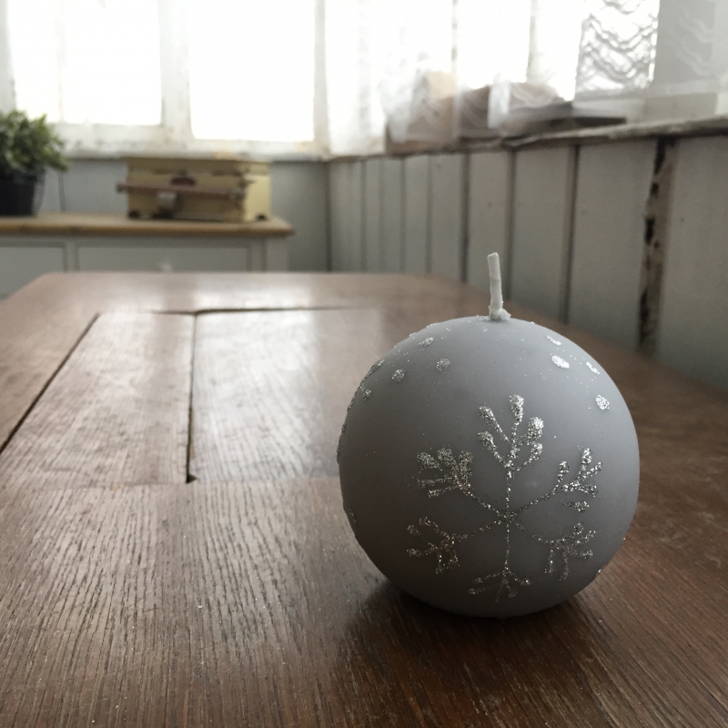 Adventní svíčky sněhová vločka koule šedá 8cm