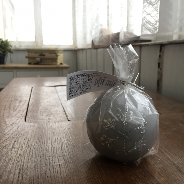 Adventní svíčky sněhová vločka koule šedá 8cm