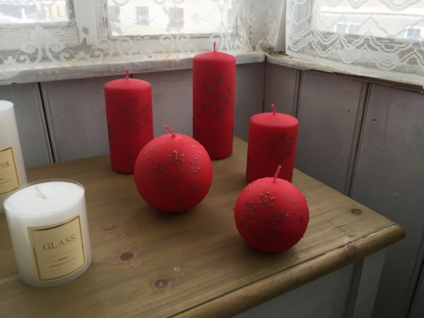 Adventní svíčky sněhová vločka válec šedý 7x14cm