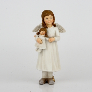 Anděl holčička s bílou panenkou16cm