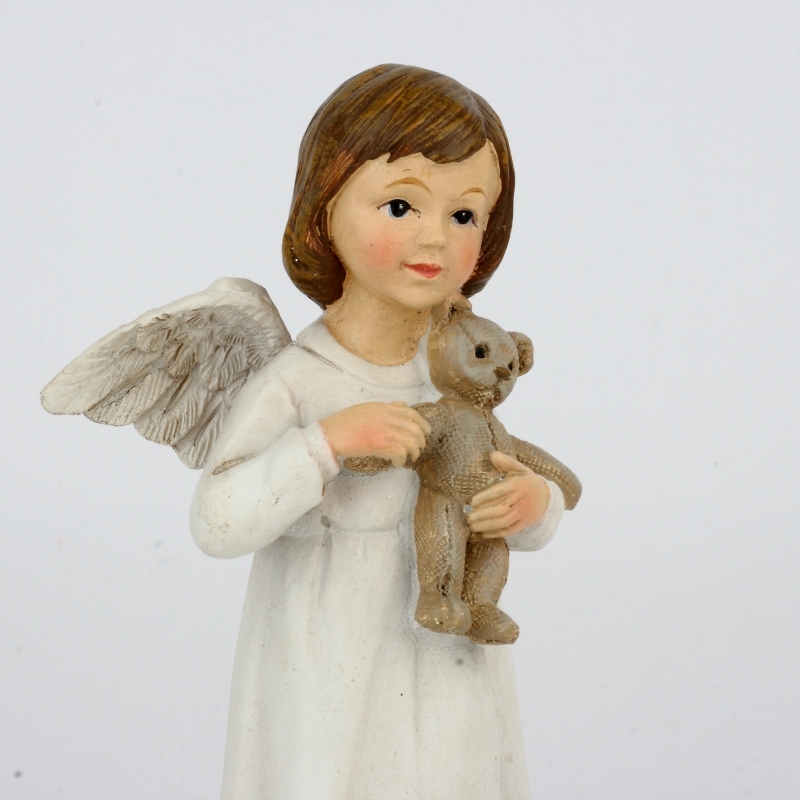 Anděl holčička s medvídkem 16cm