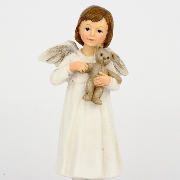 Anděl holčička s medvídkem 16cm