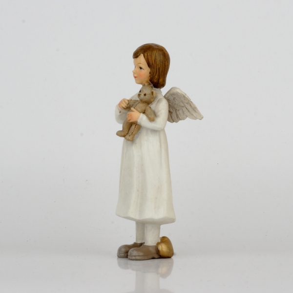 Anděl holčička s medvídkem 16cm
