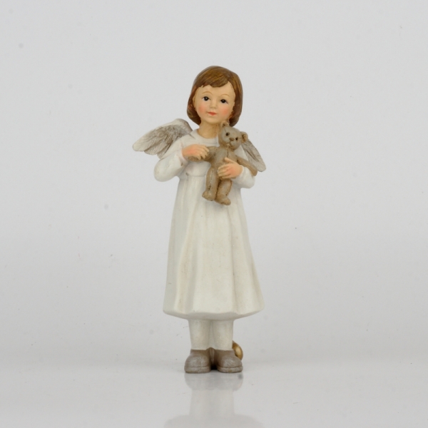 Anděl holčička s medvídkem 16cm