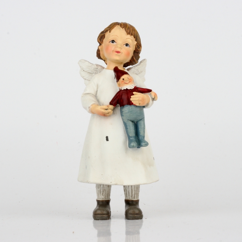 Anděl holčička se skřítkem 14,5 cm