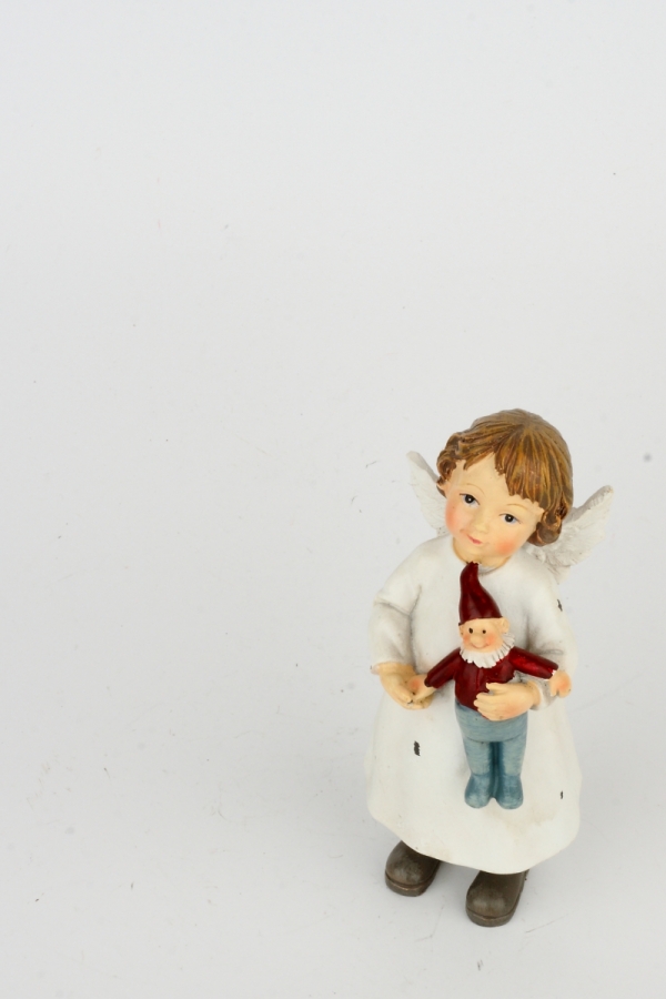 Anděl holčička se skřítkem 14,5 cm