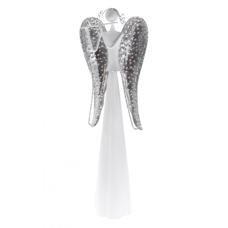 Anděl kovový s flétnou LED