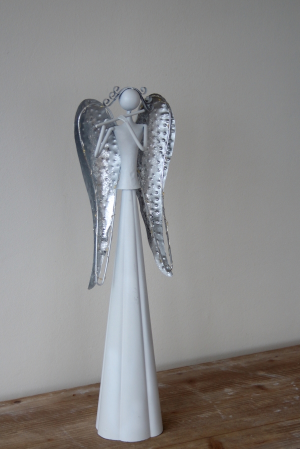 Anděl kovový s flétnou LED