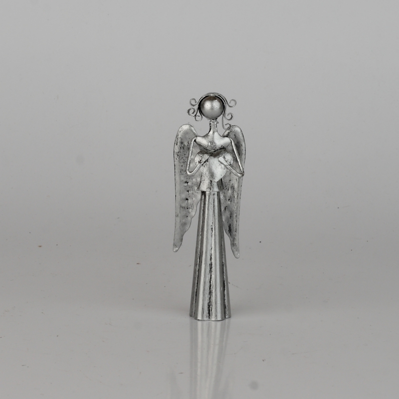 Anděl plechový 11cm se srdcem 