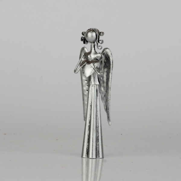 Anděl plechový 11cm se srdcem 