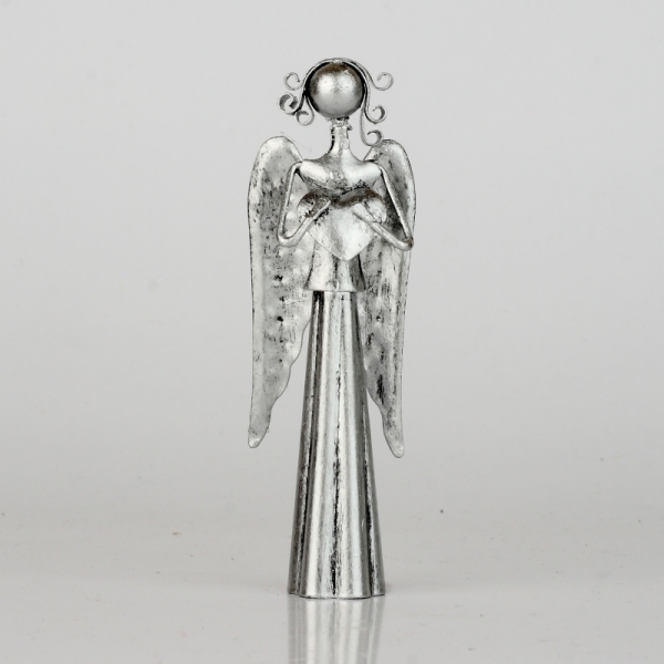 Anděl plechový 11cm se srdcem 