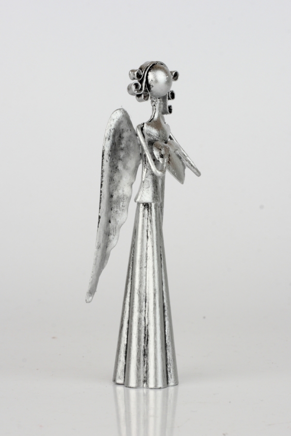 Anděl plechový 11cm se srdcem 