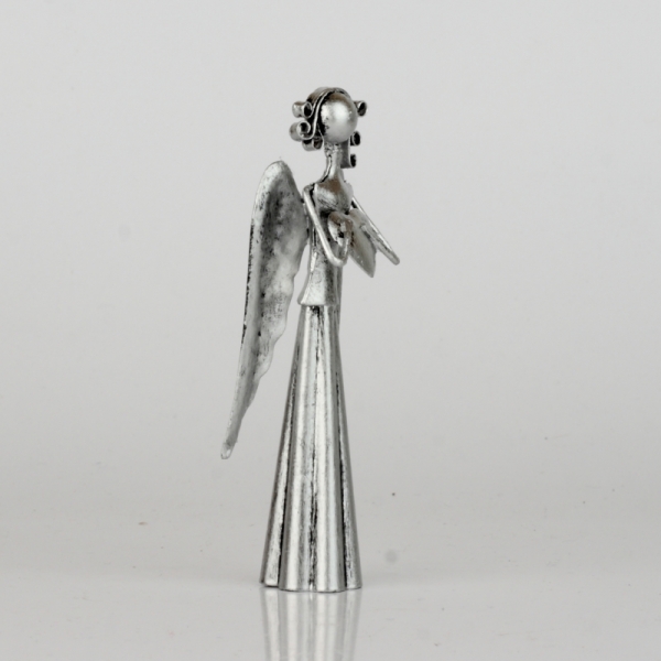 Anděl plechový 11cm se srdcem 