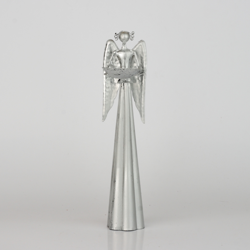 Anděl plechový s miskou na svíčku 25,5cm