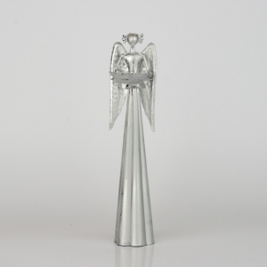 Anděl plechový s miskou na svíčku 25,5cm