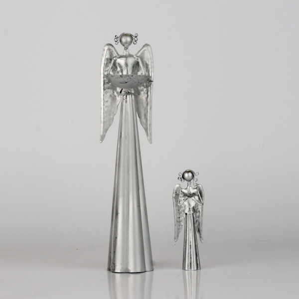 Anděl plechový s miskou na svíčku 25,5cm