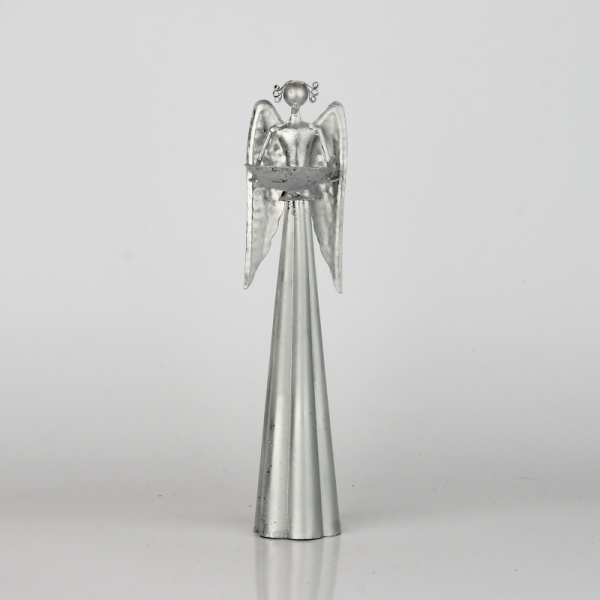 Anděl plechový s miskou na svíčku 25,5cm