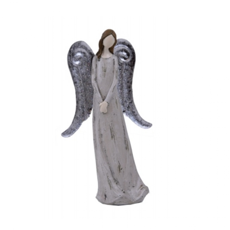 Anděl s kovovými křídly 18cm