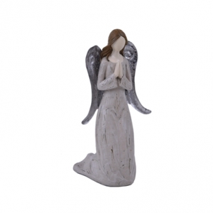 Anděl s kovovými křídly modlící se 19cm