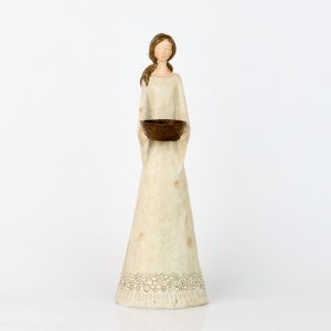 Anděl s miskou na čajovou svíčku 37cm