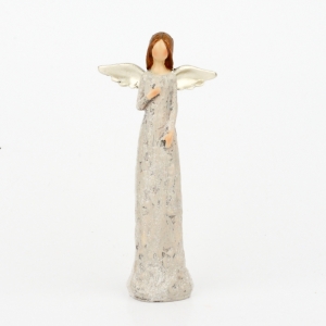Anděl se třpytivými šaty a zlatými křídly 13cm