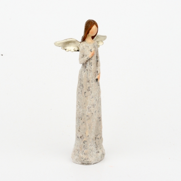 Anděl se třpytivými šaty a zlatými křídly 13cm