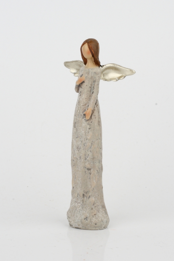 Anděl se třpytivými šaty a zlatými křídly 13cm