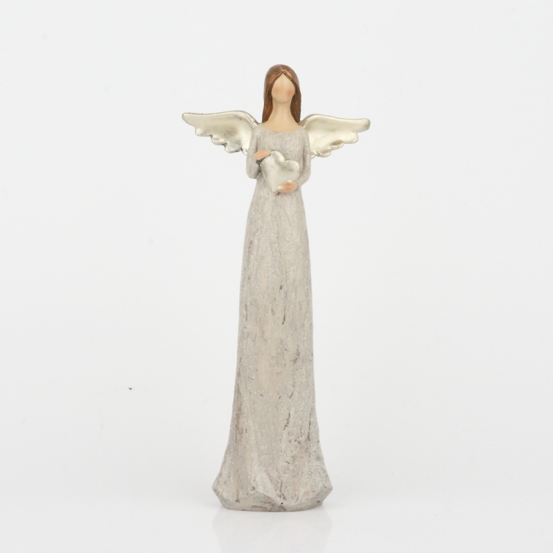 Anděl se zlatými křídly Srdce na pravém místě 15cm