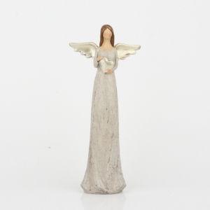 Anděl se zlatými křídly Srdce na pravém místě 15cm