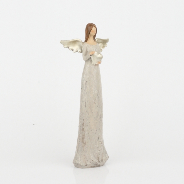 Anděl se zlatými křídly Srdce na pravém místě 15cm