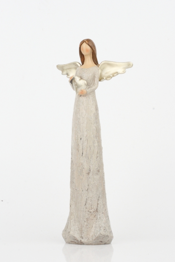 Anděl se zlatými křídly Srdce na pravém místě 15cm