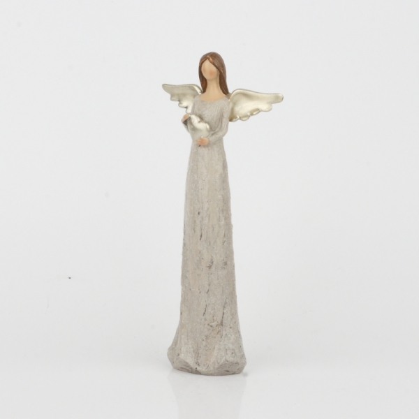 Anděl se zlatými křídly Srdce na pravém místě 15cm