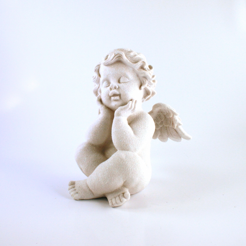 Anděl sedící bílý 22,5cm A