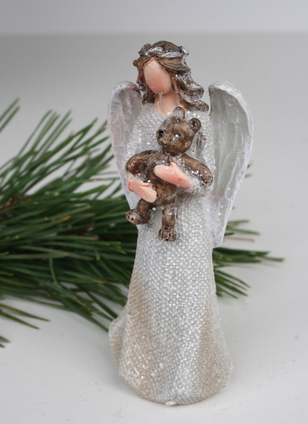 Anděl soška s medvídkem 9,5cm