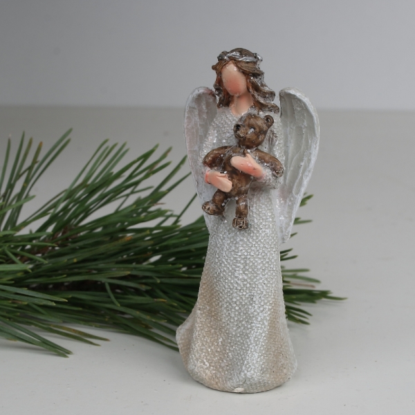 Anděl soška s medvídkem 9,5cm