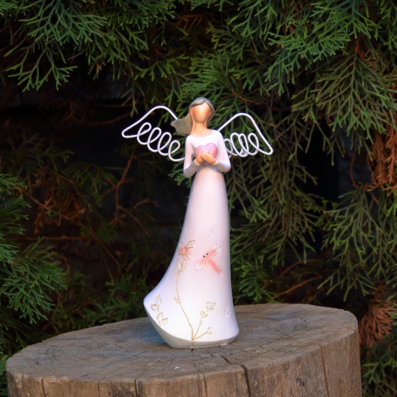 Anděl soška se srdcem 13×21×6,5cm